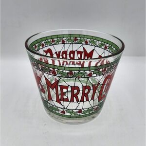 Vintage Houze Cera Glass Merry Christmas Stained Glass Ice Bucket Snack Bowl